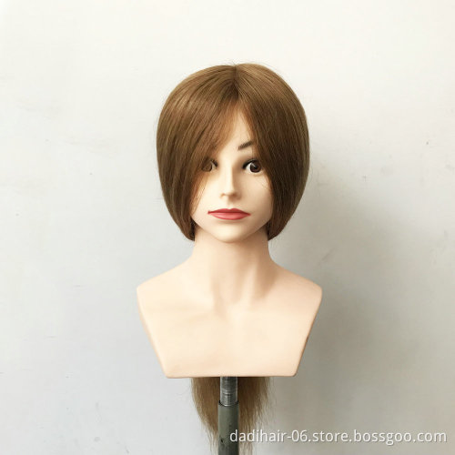 Can be perm dye curl practising female stand type human hair mannequin training head with shoulders